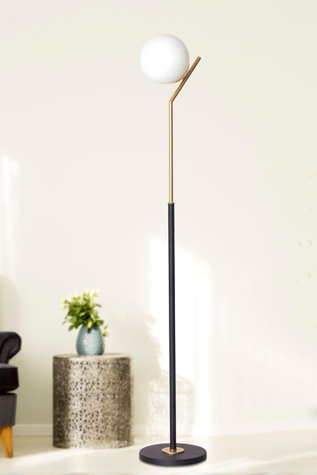 Elite Yellow-black Metal Body White Glass Design Luxury Floor Lighting Floor Lamp - Swordslife