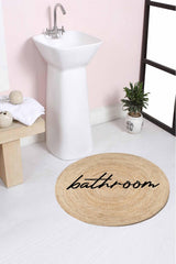 Else Bathroom Written Rope Straw Jute Knit Round Carpet Bath Mat 80x80cm - Swordslife