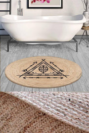 Else Decor Retro Patterned Rope Straw Jute Knit Round Shower Front Bath Mat 120x120cm - Swordslife