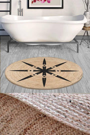 Else Decor Sun Pattern Rope Straw Jute Knit Round Shower Front Bath Mat 120x120cm - Swordslife