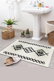 Else Patterned Washable Modern Single Bath Mat Carpet Vintage Woven Rug 50x80cm Byns-01 - Swordslife