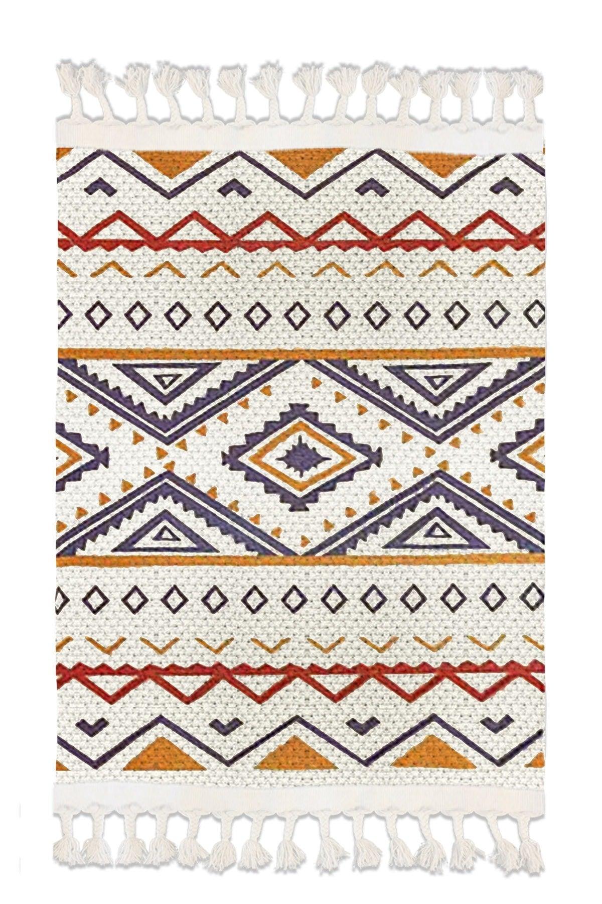 Else Patterned Washable Modern Single Bath Mat Carpet Vintage Woven Rug 50x80cm Byns-05 - Swordslife