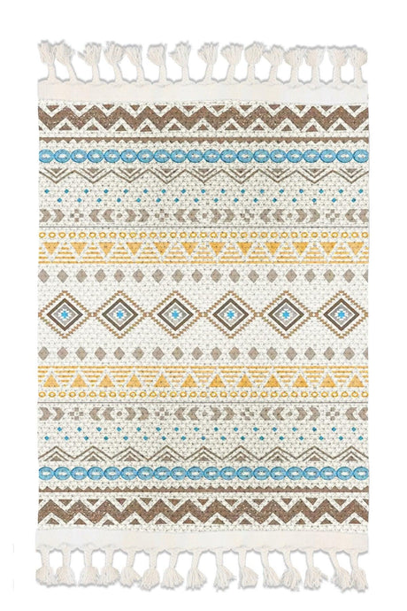 Else Patterned Washable Modern Single Bath Mat Carpet Vintage Woven Rug 50x80cm Byns-07 - Swordslife