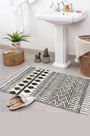Else Patterned Washable Modern Single Bath Mat Carpet Vintage Woven Rug 50x80cm Byns-08 - Swordslife