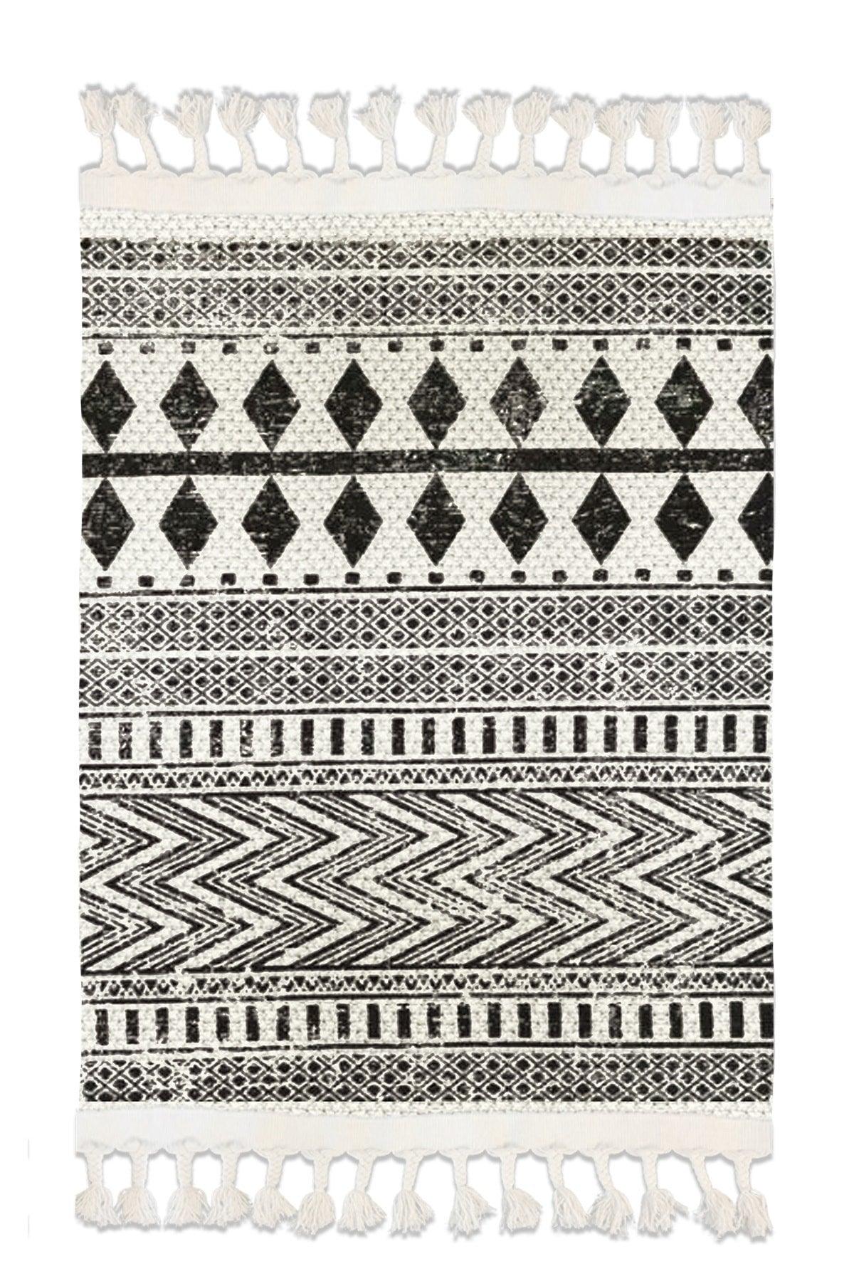 Else Patterned Washable Modern Single Bath Mat Carpet Vintage Woven Rug 50x80cm Byns-08 - Swordslife