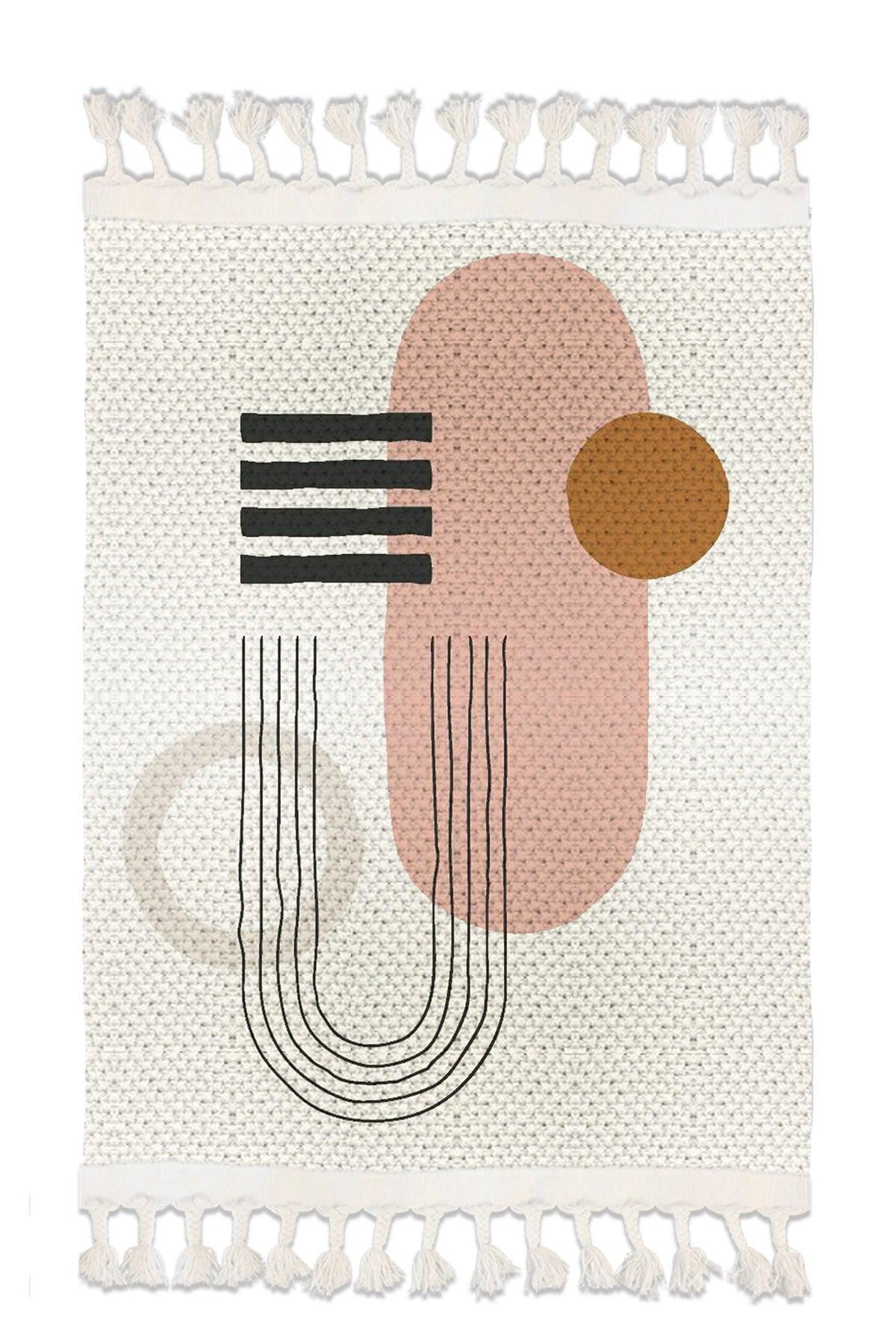 Else Patterned Washable Modern Single Bath Mat Carpet Vintage Woven Rug 50x80cm Byns-13 - Swordslife