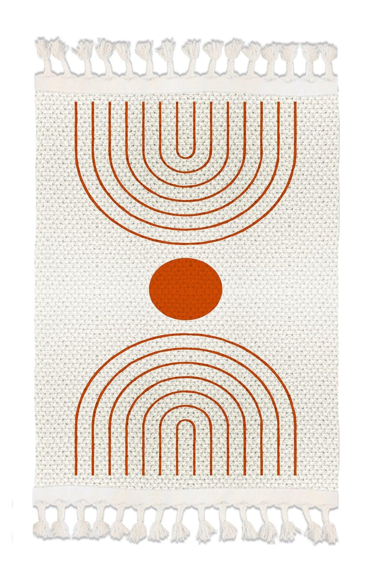 Else Patterned Washable Modern Single Bath Mat Carpet Vintage Woven Rug 50x80cm Byns-14 - Swordslife