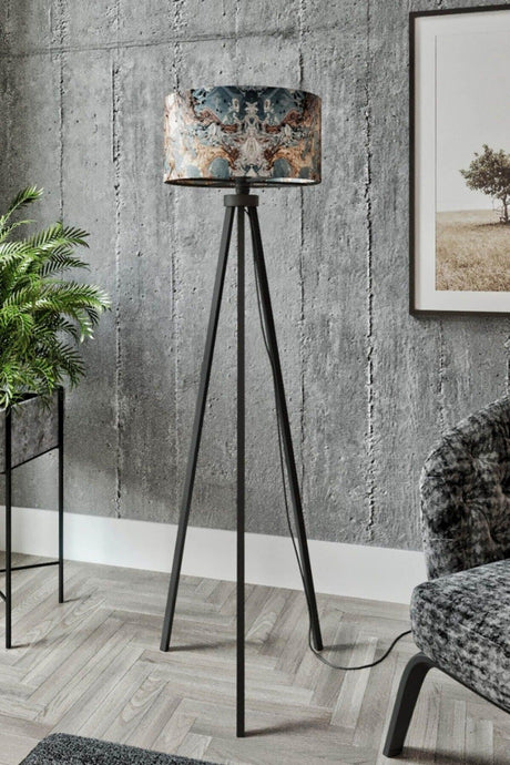 Else Retro Batik Patterned Decorative Modern Wooden Mdf Tripod Floor Floor Lamp - Swordslife