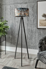 Else Retro Batik Patterned Decorative Modern Wooden Mdf Tripod Floor Floor Lamp - Swordslife