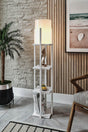 Else White Decorative Modern Wooden Mdf 3 Shelves Framed Floor Lamp - Swordslife
