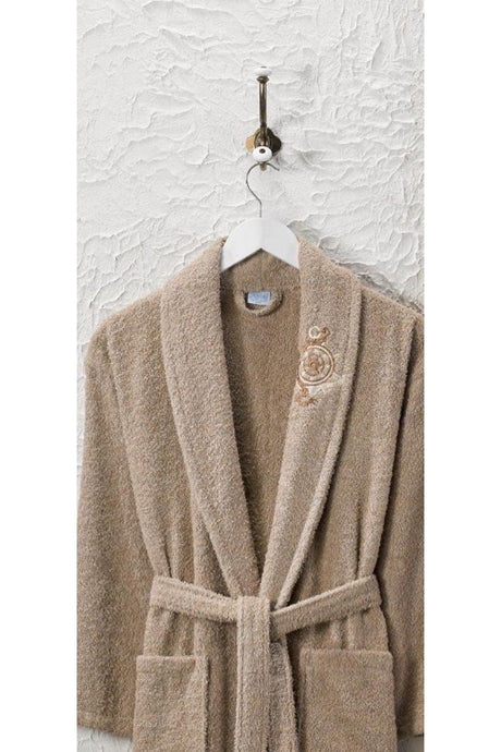 Embroidered Cotton 2 Piece Bathrobe Set Brown - Swordslife