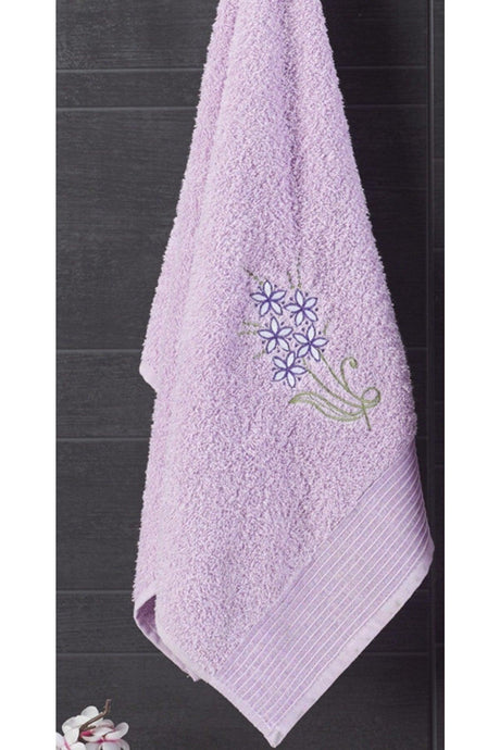 Embroidered Cotton 2 Piece Bathrobe Set Lilac - Swordslife