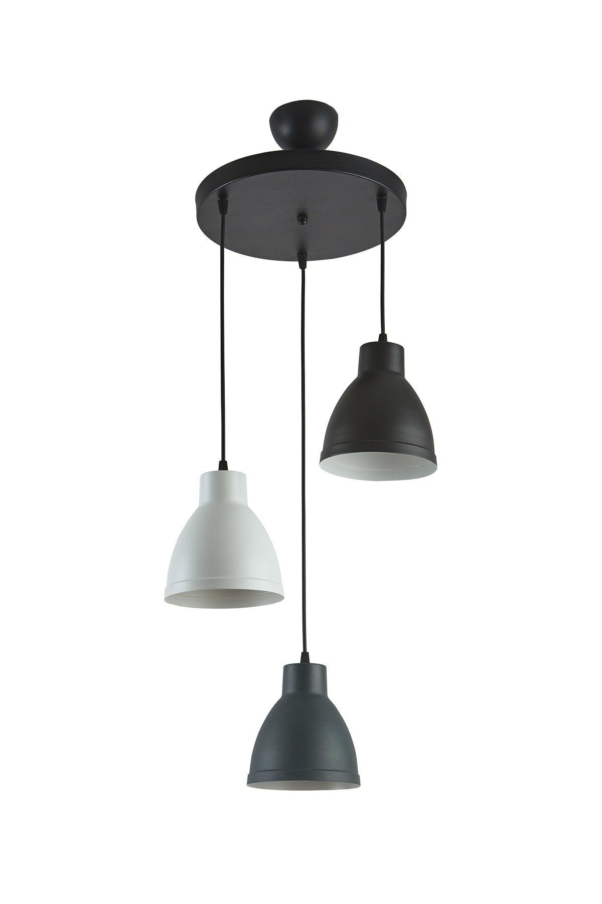 Enzo Special Design Modern Sports Decorative Cafe-kitchen Black - Anthracite - White 3 Pcs Suspended Chandelier - Swordslife