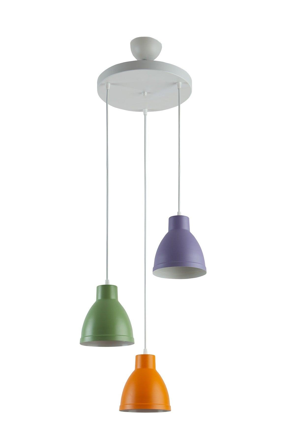 Enzo Special Design Modern Sports Decorative Cafe-kitchen Green - Orange - Lilac 3 Pcs Suspended Chandelier - Swordslife