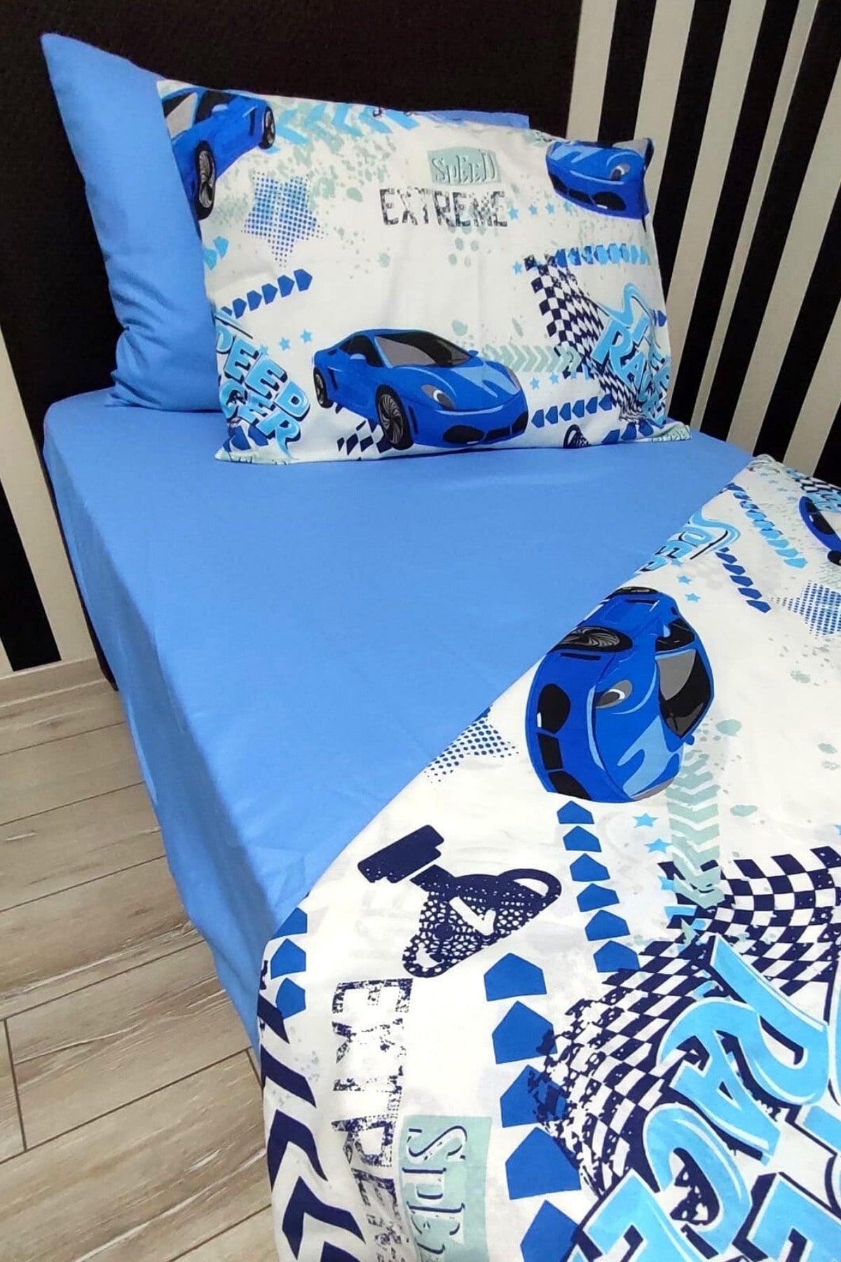 Boy Blue Trolley Elastic Bed Sheet (100X200CM) Single Duvet Cover Set - Swordslife