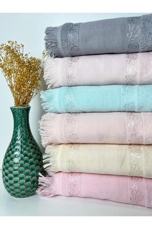 Etamin Kanavice 6 Pieces Asorti Kitchen Towels with Embroidered Fringes 30x50 - Swordslife