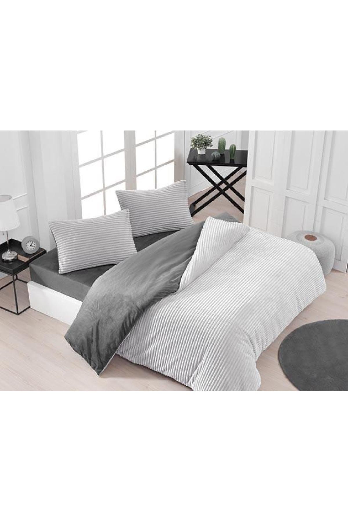 Eternity Corded 4-Piece White Velvet Duvet Cover Set - Swordslife