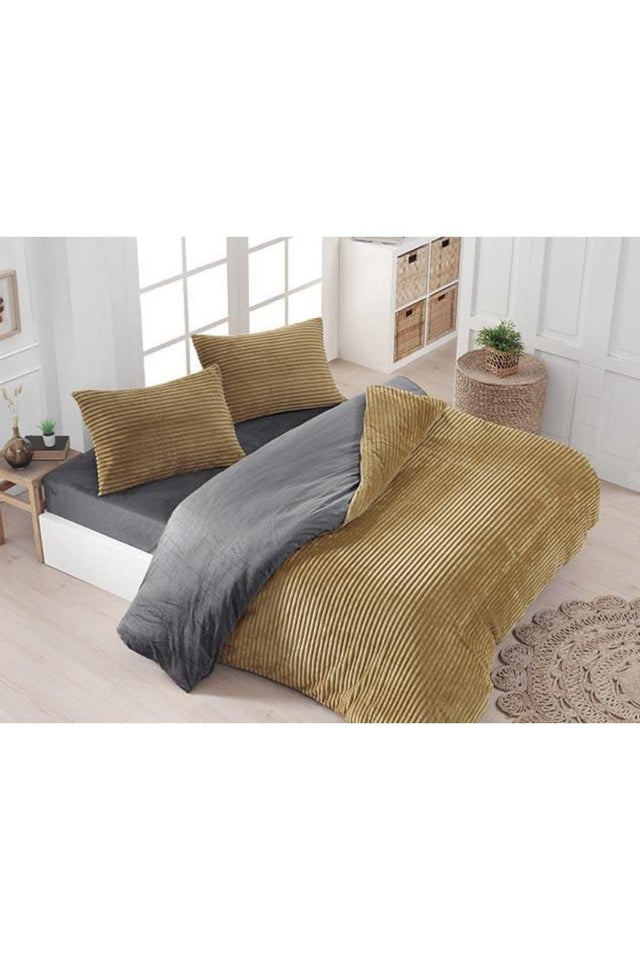 Eternity Corduroy Set of 4 Yellow Velvet Duvet Covers - Swordslife