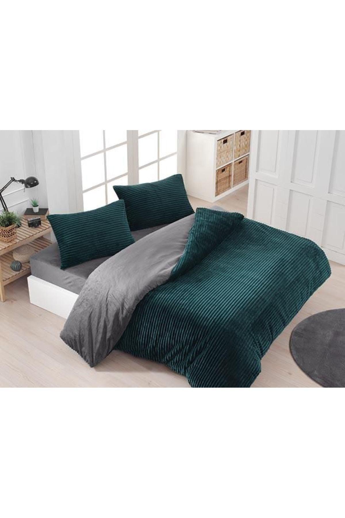 Eternity Corded 4-Piece Green Velvet Duvet Cover Set - Swordslife