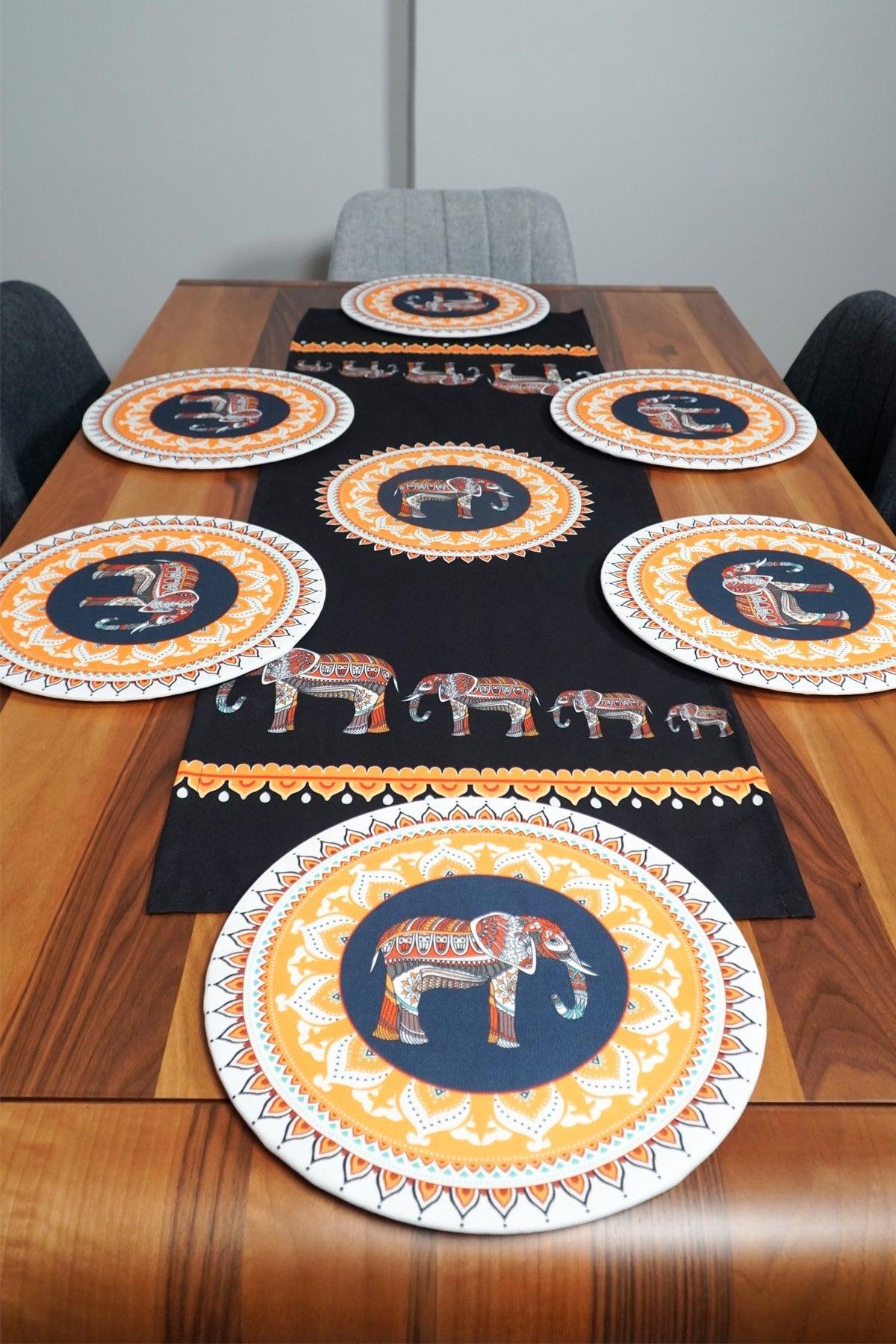 Ethnic Elephant Patterned Runner, 6-Piece Supla Cover (Excluding wooden Suplas) - Swordslife