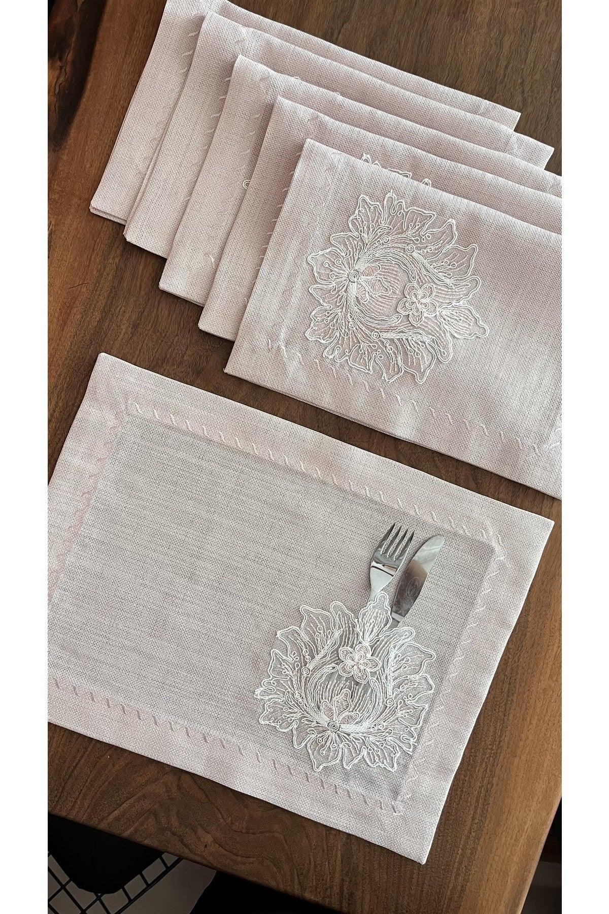 Etuval Linen Linen Guipure Stain Resistant Carefree Glittered Placemat Set of 6 - Swordslife