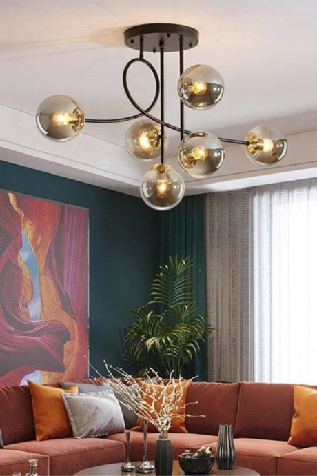 Eva Modern Design Closed Globe Ballifume Glass Six Chandelier - Swordslife