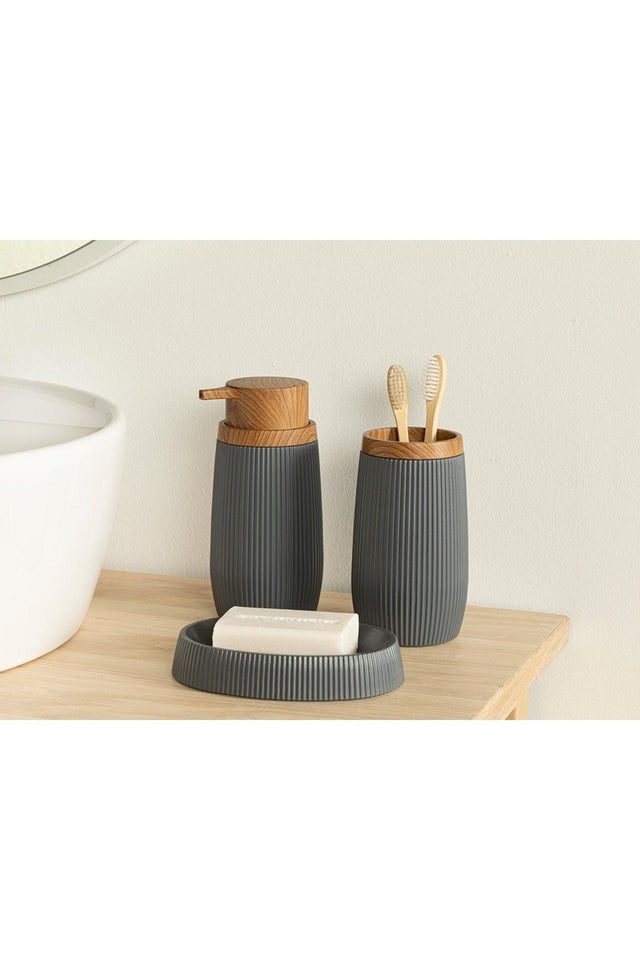 Evelyn BATHROOM SET OF 3 17.5x6.5x6.5 cm+9x6.5x6.5 cm+1 Anthracite - Swordslife