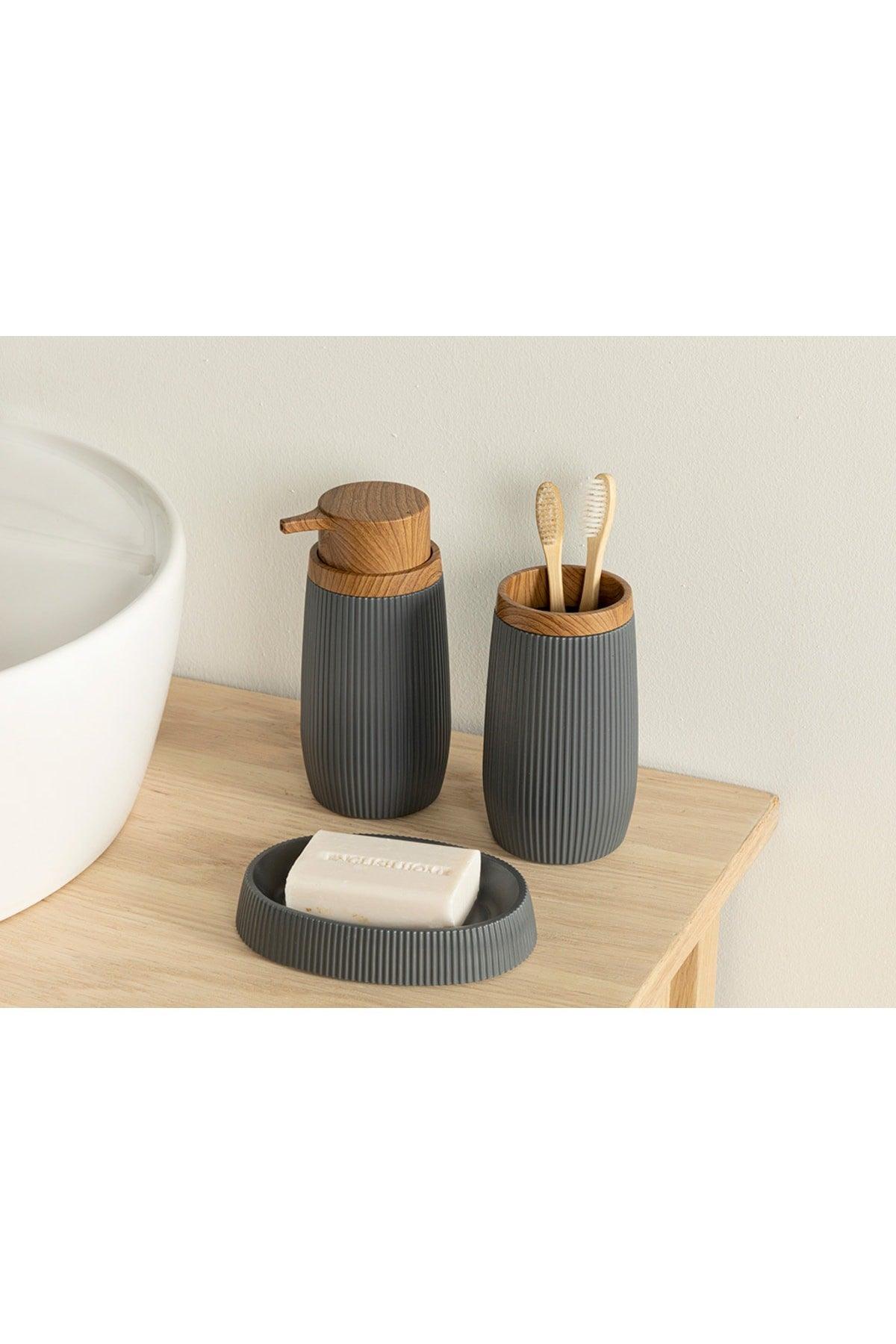 Evelyn BATHROOM SET OF 3 17.5x6.5x6.5 cm+9x6.5x6.5 cm+1 Anthracite - Swordslife