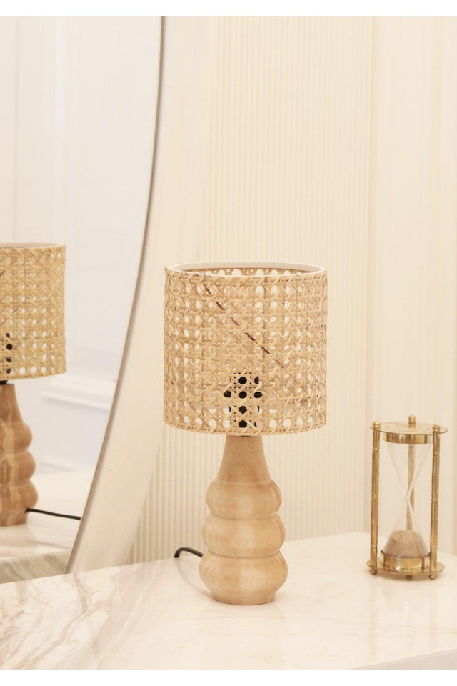 Exclusive Rattan Hazeran Natural Wood Body Lampshade - Swordslife