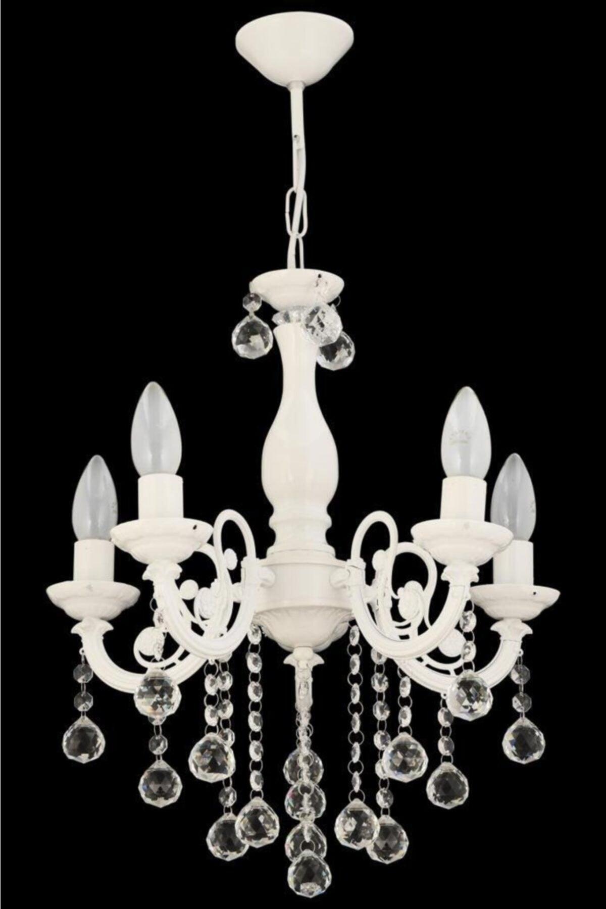 Cast Iron 5 White Chandelier - Swordslife