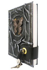 Fairy Butterfly Figured Locked Leather Notebook