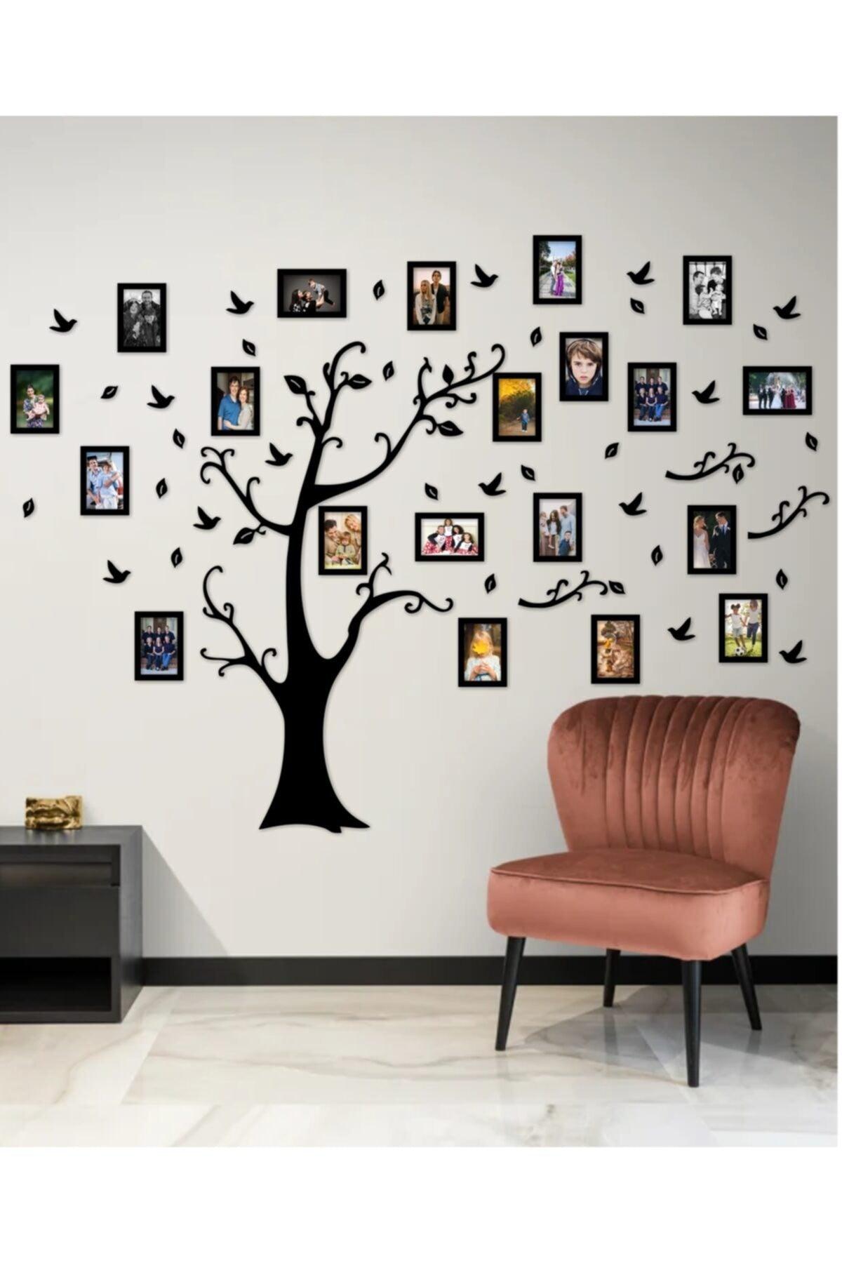 Family Tree Frame Collage - Wooden Family Tree - 20 Frames - Black - Swordslife