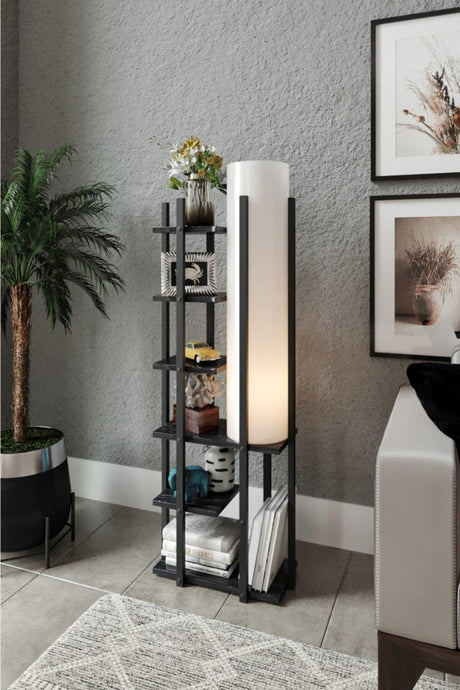 Fashion Dor Bookcase Floor Lamp Black Marble Pattern - Swordslife