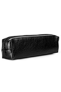 Black Faux Leather Pencil Case – 19 x 4 x 5 cm, Hard-Sided