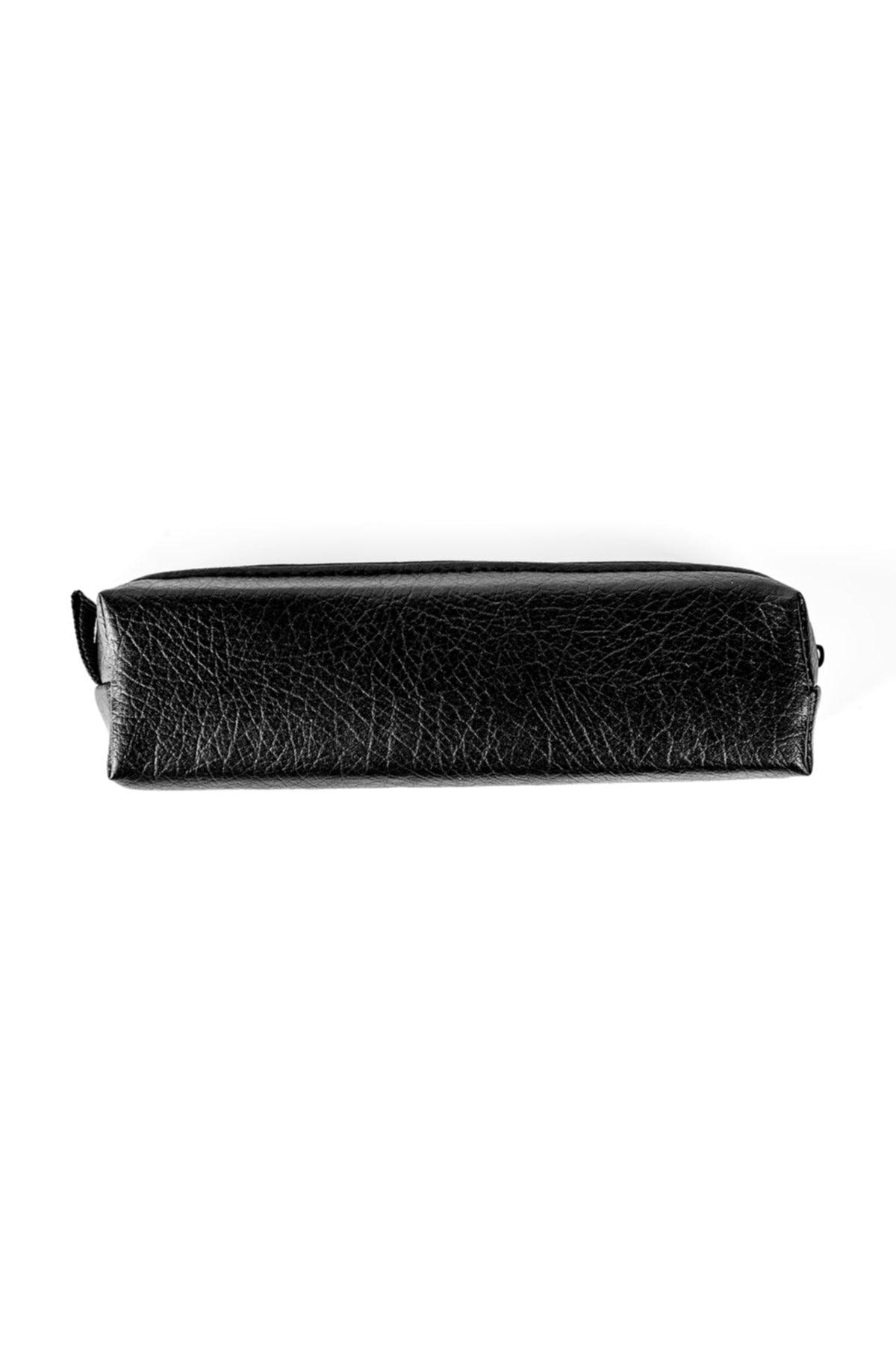 Faux Leather Black Pencil Case