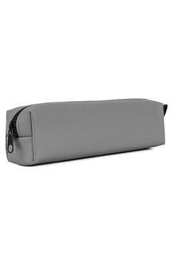 Light Gray Faux Leather Pencil Case with Hard Plastic Insert
