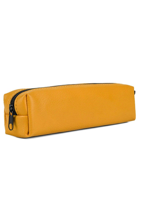 Faux Leather Mustard Yellow Pencil Case