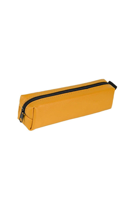 Faux Leather Mustard Yellow Pencil Case