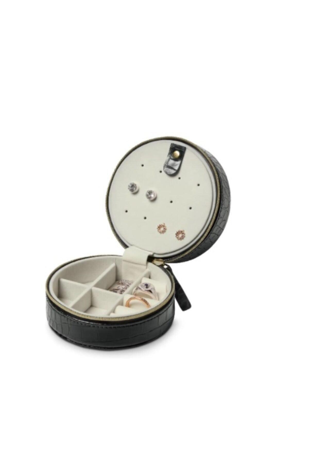 Faux Leather Round Jewelry Box 10cm