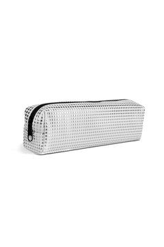 White Faux Leather Pencil Case – 19 x 4 x 5 cm, Hard-Sided