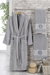 Fedora 3-Piece Single Robe Set Soft Stylish Gray - Swordslife