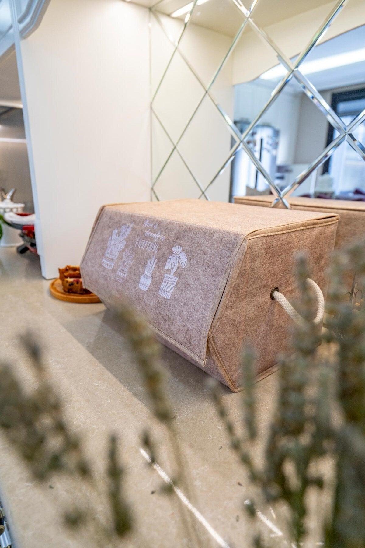 Felt Corner Lid Organizer Basket - Multi-Purpose Storage Organizer Box Brown - Swordslife