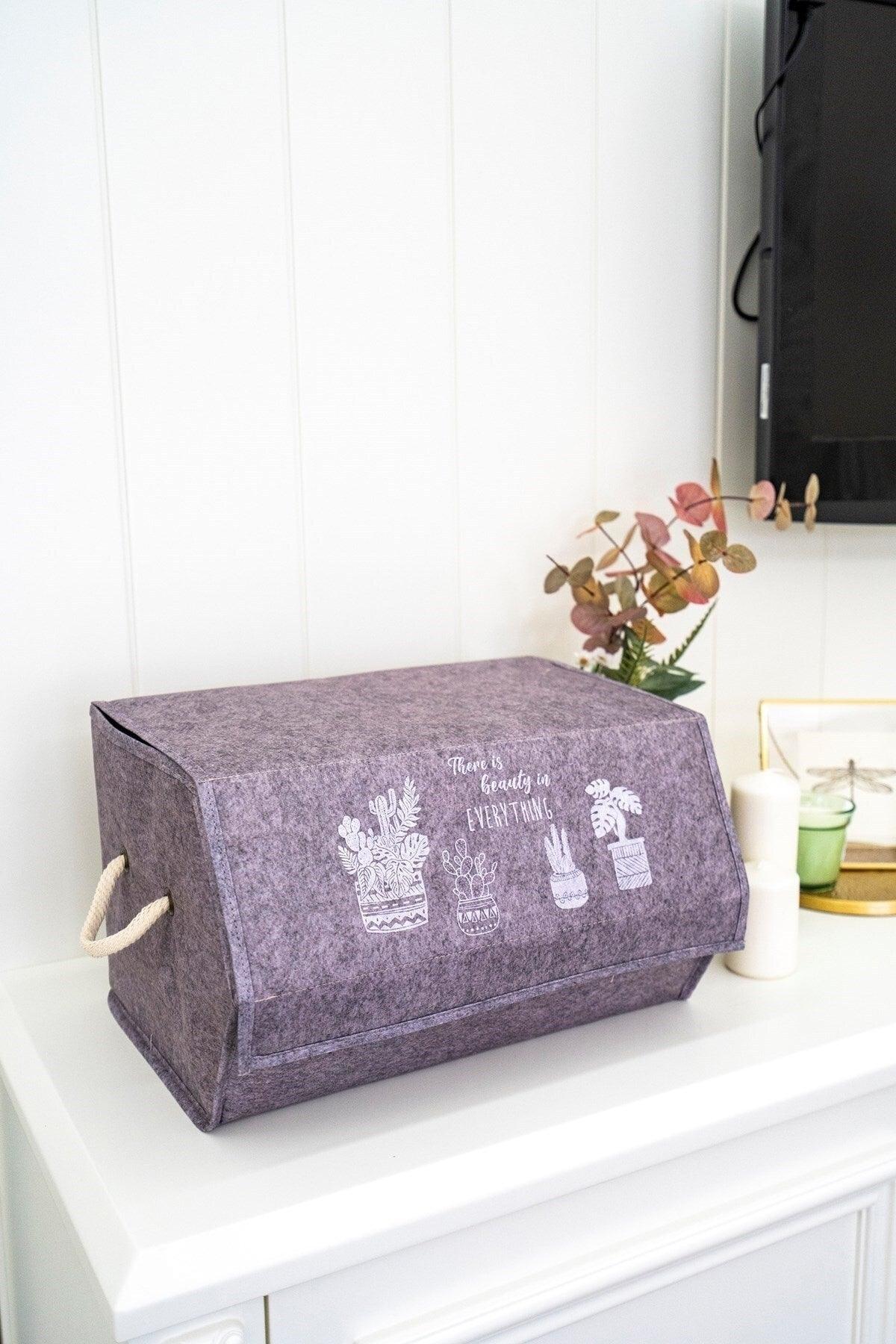 Felt Organizer Basket With Corner Lid - Lot