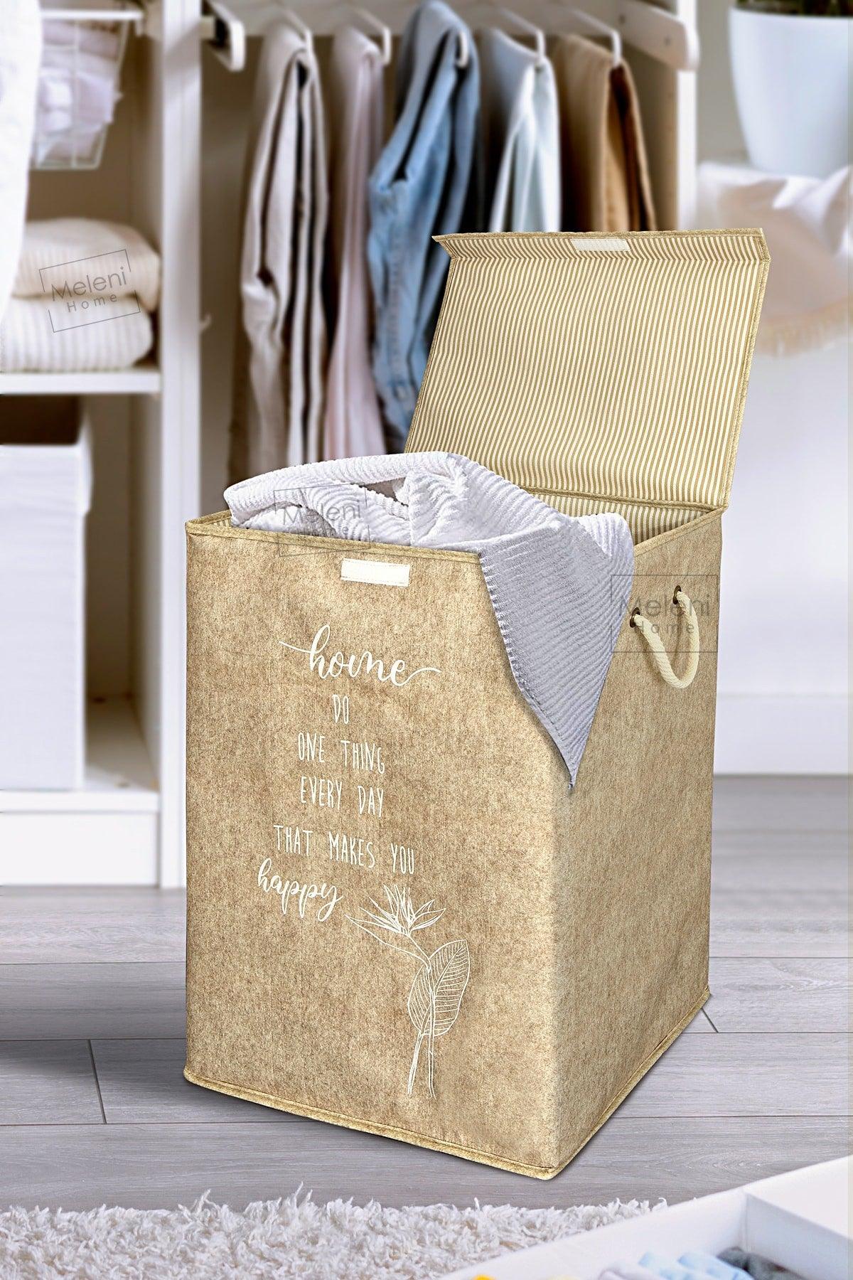 Felt Lid Dirty Laundry Basket - Multi-Purpose Storage Box Mega Storage Box 55 X 41 X 30 Cm - Swordslife