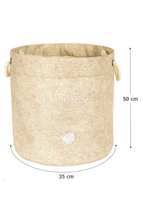 Felt Handled Round Organizer Basket - Multi-Purpose Storage Organizer Box Mega Brown - Swordslife