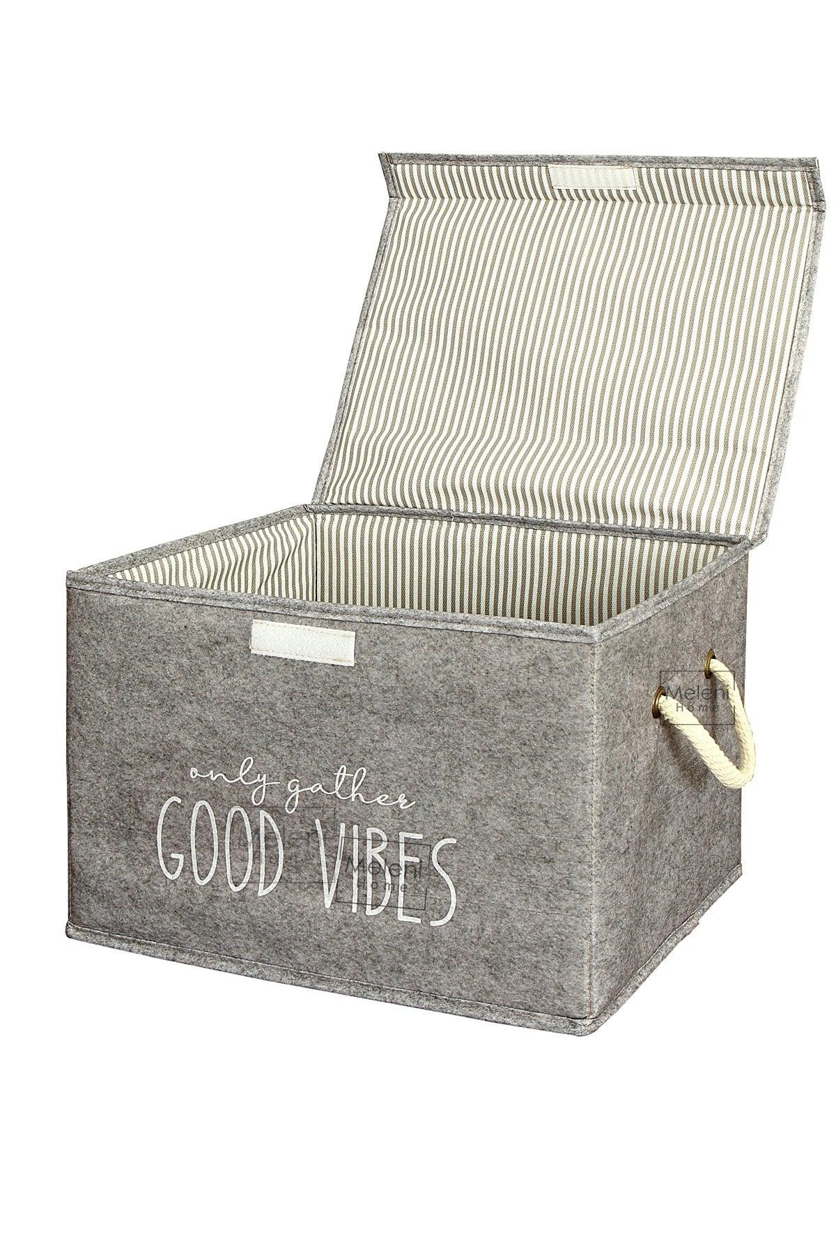 Felt Lid Organizer Mini Box - Multi-Purpose Storage Box Storage Box 35 X 24 X 24 Cm Gray - Swordslife