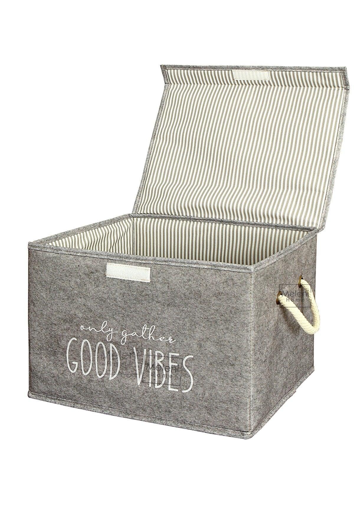 Felt Lid Organizer Mini Box - Multi-Purpose Storage Box Storage Box 35 X 24 X 24 Cm Gray - Swordslife