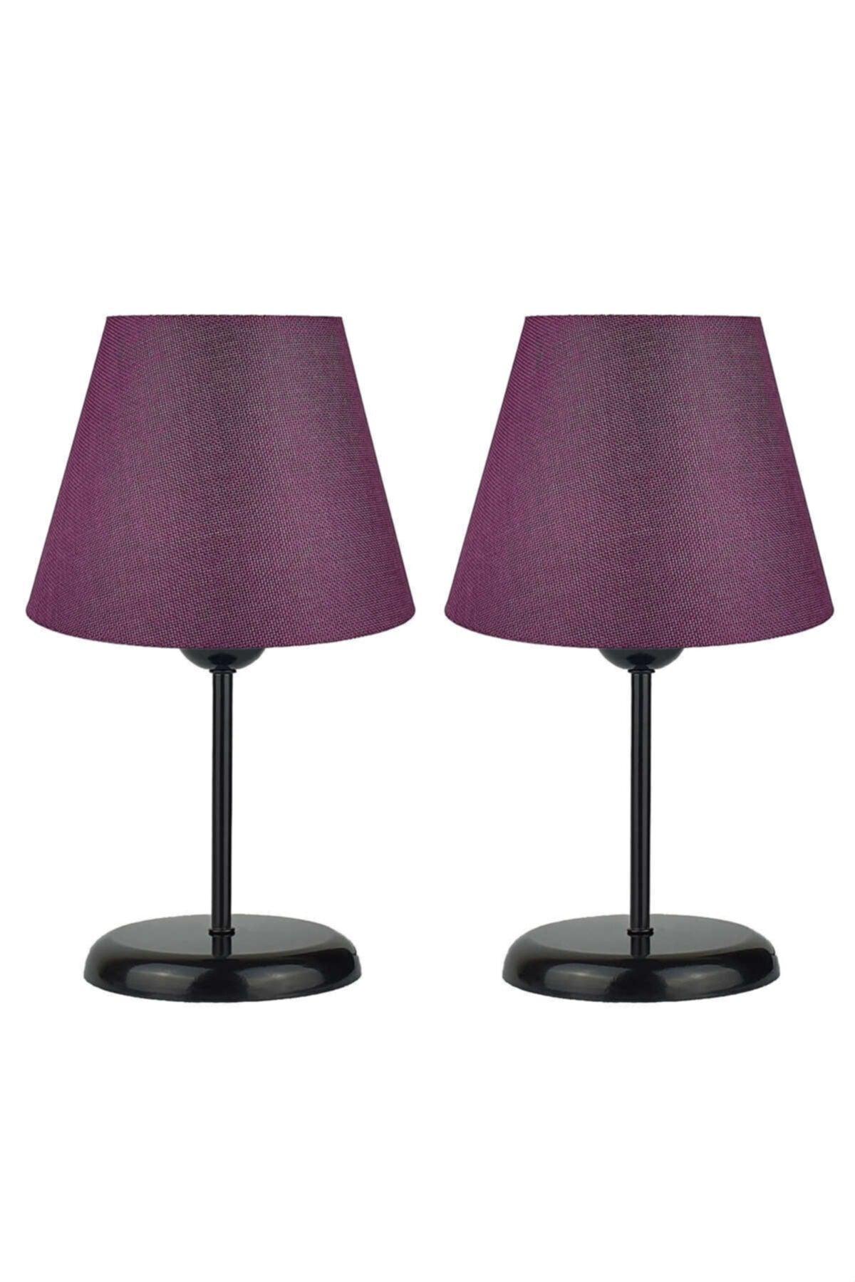 Fiesta Sun Double Metal Leg Lampshade Table Lamp - Black Leg (purple) - Swordslife