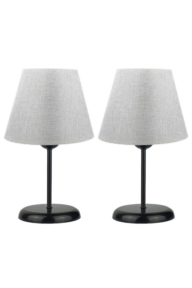 Fiesta Sun Double Metal Leg Lampshade Table Lamp - Black Leg (gray) - Swordslife