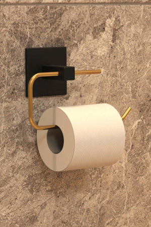 Fine Black Gold Adhesive Open Paper Holder, Toilet Paper Holder Adhesive - Swordslife